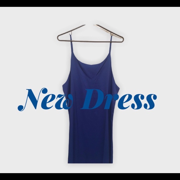 Long royal blue spaghetti strap dress - Picture 1 of 5